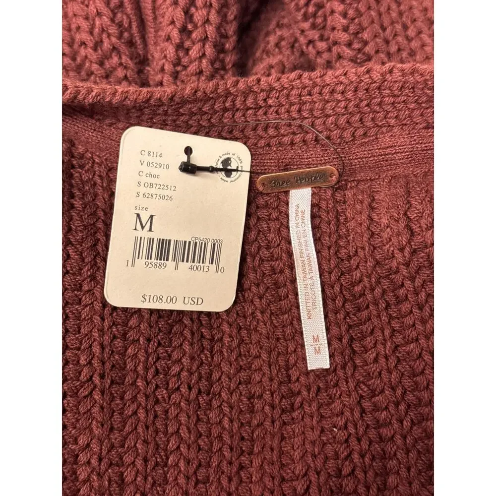 New Free People Nightingale Cardigan Sweater Medium Womens Relaxed Chunky Knit - Picture 7 of 8